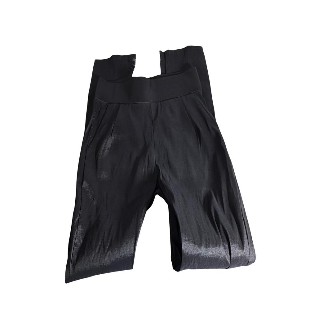 Babyboo Womens Black Shimmer High Waisted Skinny Pants Gold Back Zip XS